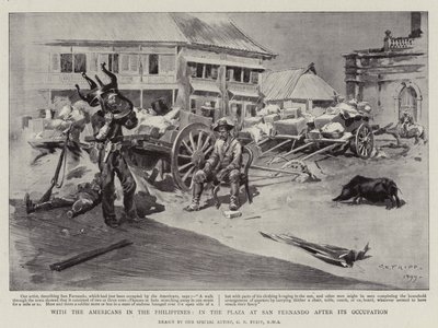 With the Americans in the Philippines, in the Plaza at San Fernando after its Occupation by Charles Edwin Fripp